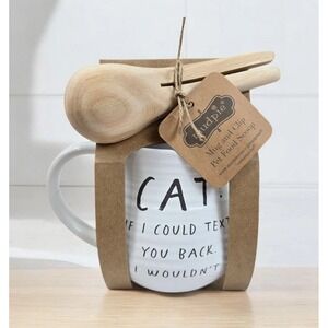 Mud Pie Mug & Clip Pet Food Scoop Cat Lover‎ If I Could Text You Back I Wouldn't